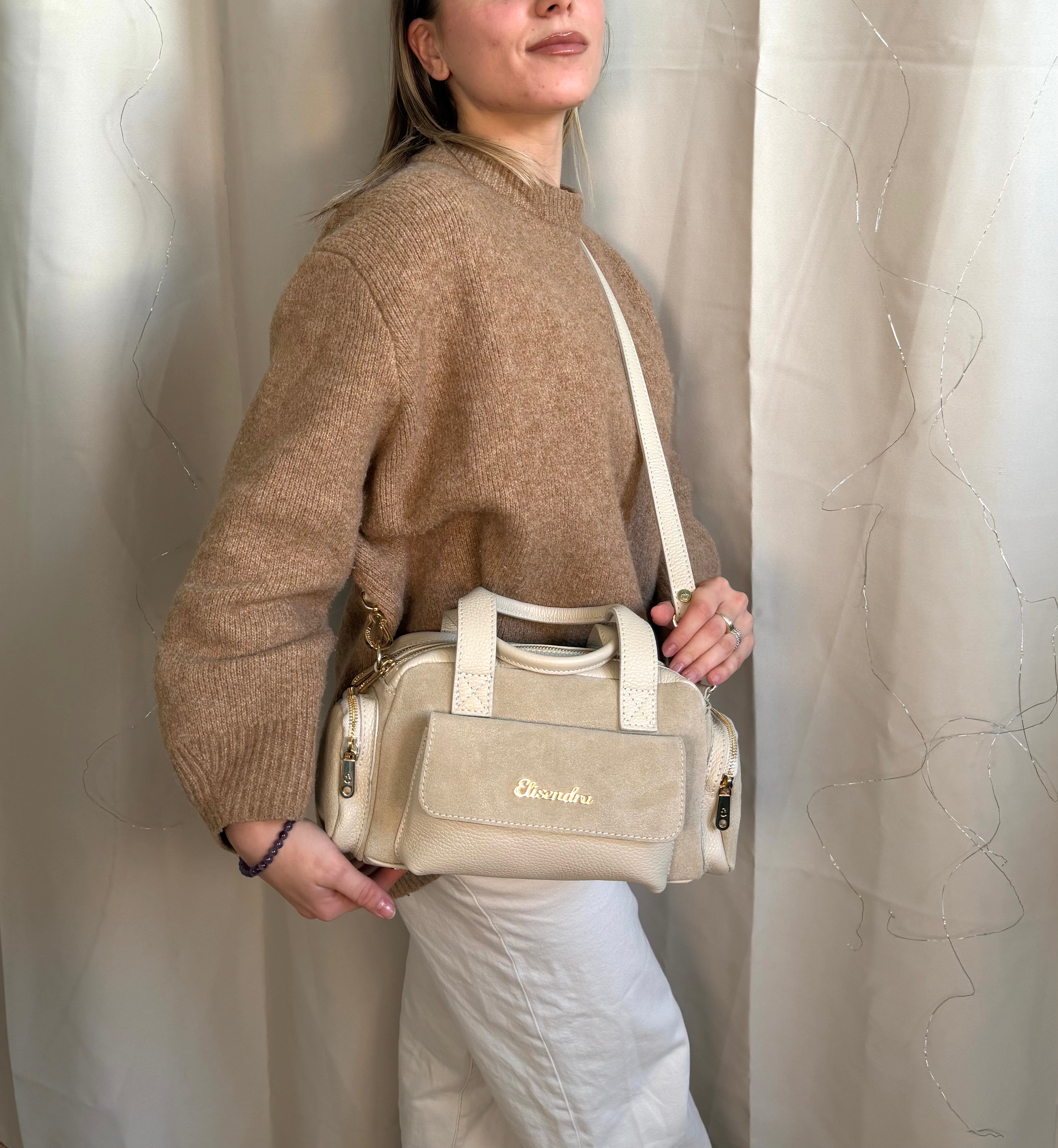 Borsa a mano Twiga Burro Pelle Martellata e Camoscio Oro SPEDIZIONE DAL 06/03