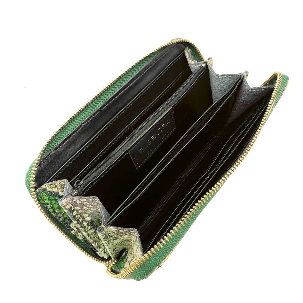 Raya Verde Oro – Portafoglio – Pelle Stampata Pitone Sfumato
