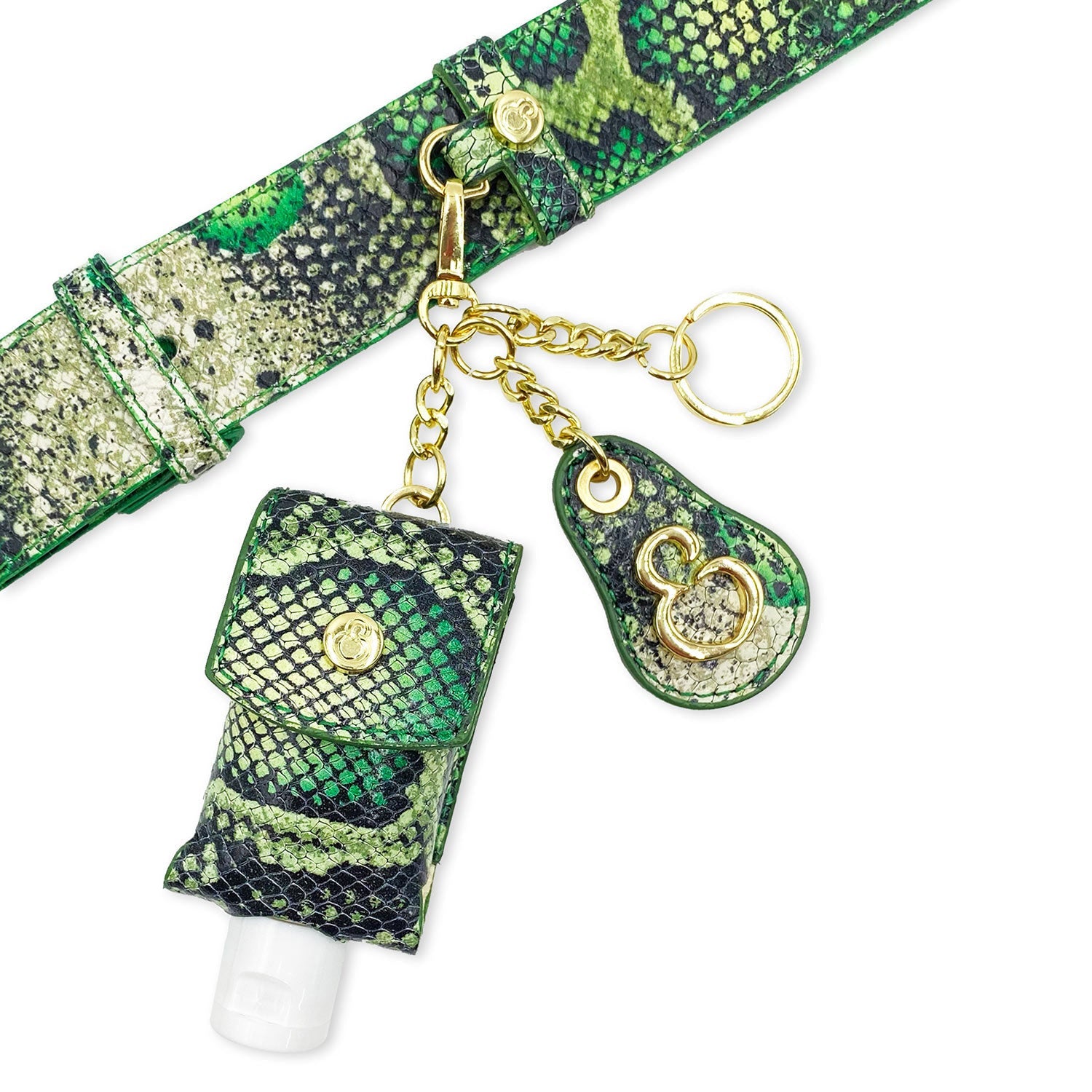 Porta Gel Verde – Pelle Pitone Stampato – Oro