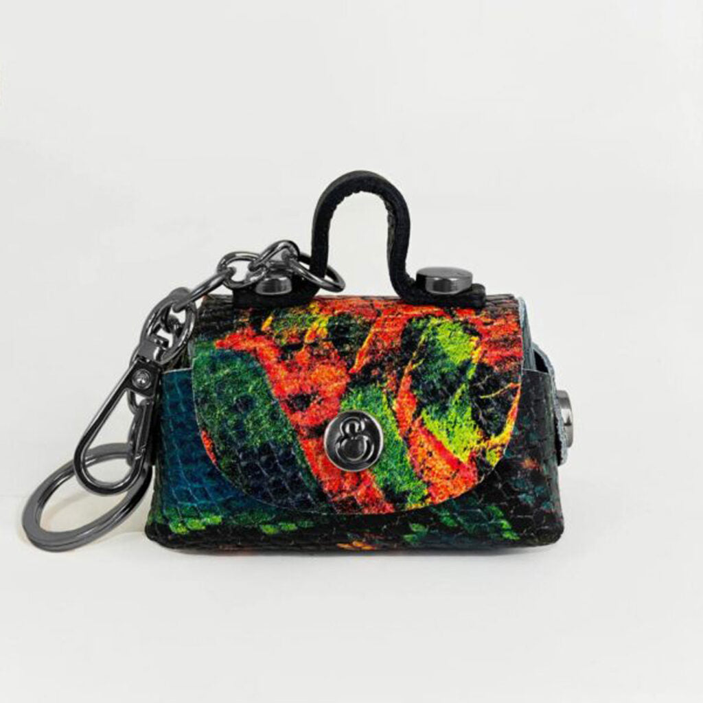 Porta Monete Multicolor – Pelle Pitone Stampato – Dark Nickel