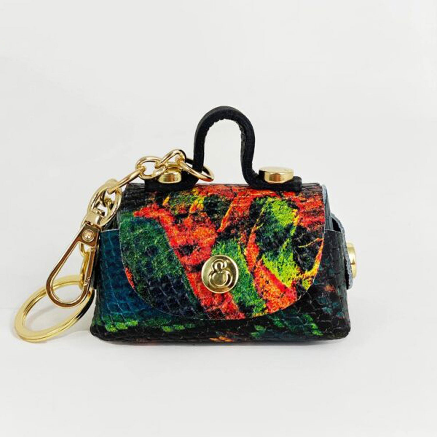 Porta Monete Multicolor – Pelle Pitone Stampato – Oro