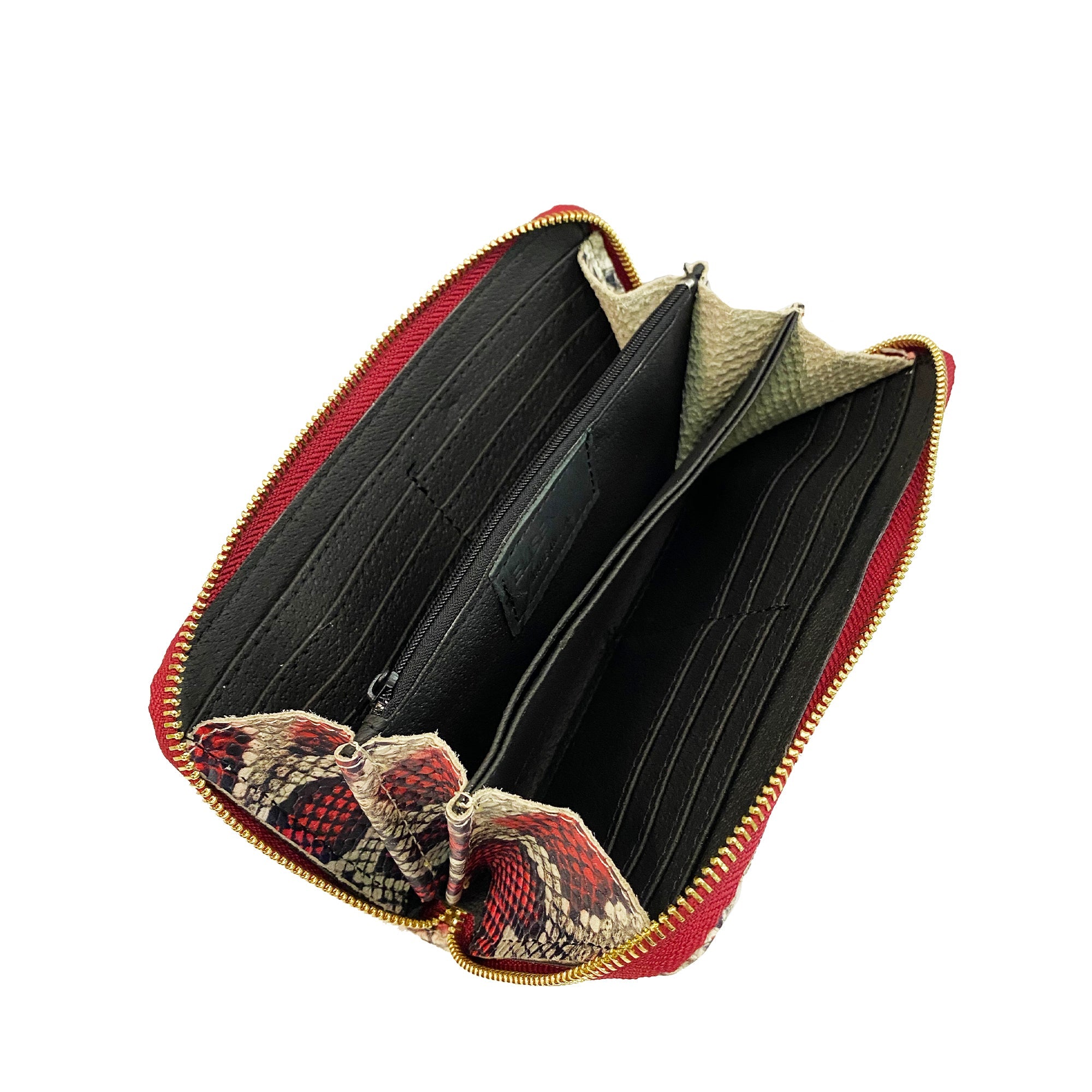 Raya Ciliegia Oro – Portafoglio – Pelle Stampata Pitone Sfumato