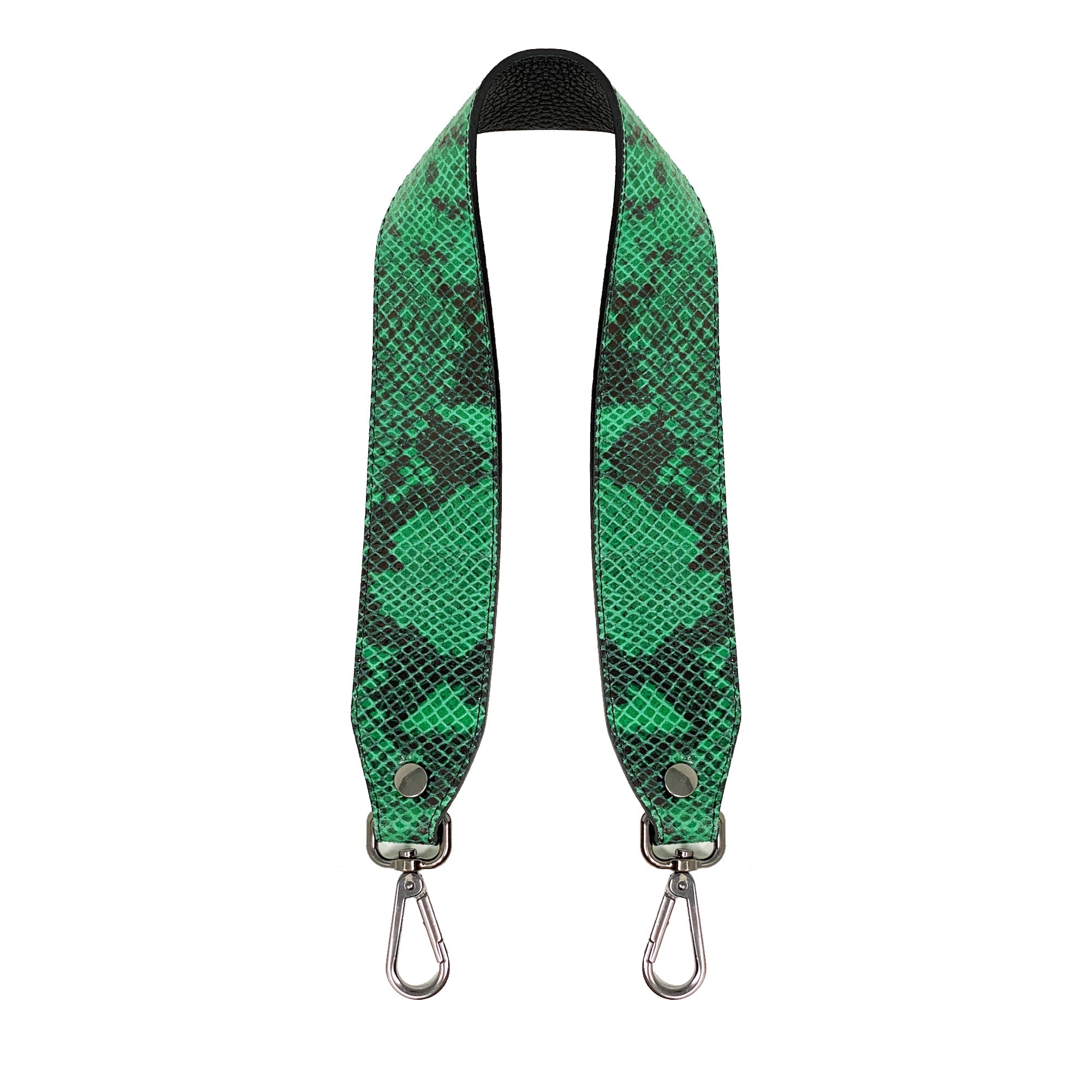 Tracolla Dark Nickel – 60 cm – Pelle Pitone Stampato Verde